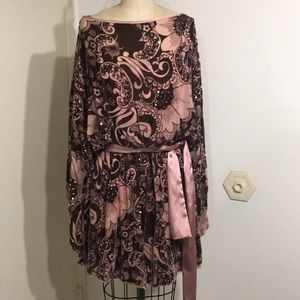 ABS Burnout Kimono sleeve mini dress